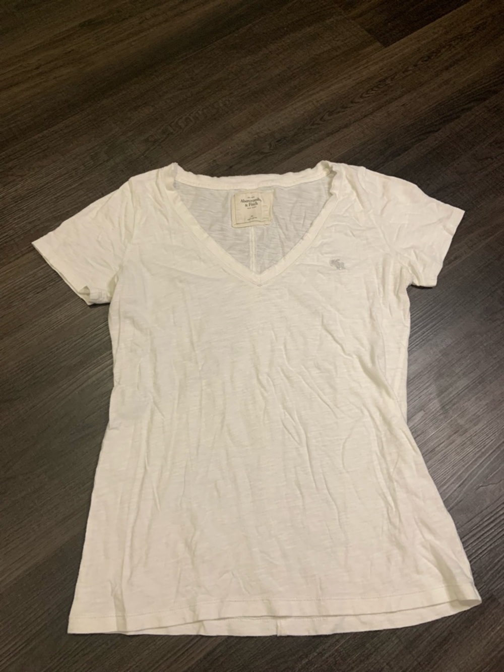 Abercrombie & Fitch Women's White V-Neck Tee